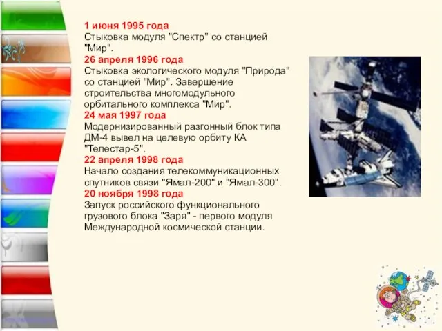 1 июня 1995 года Стыковка модуля "Спектр" со станцией "Мир". 26