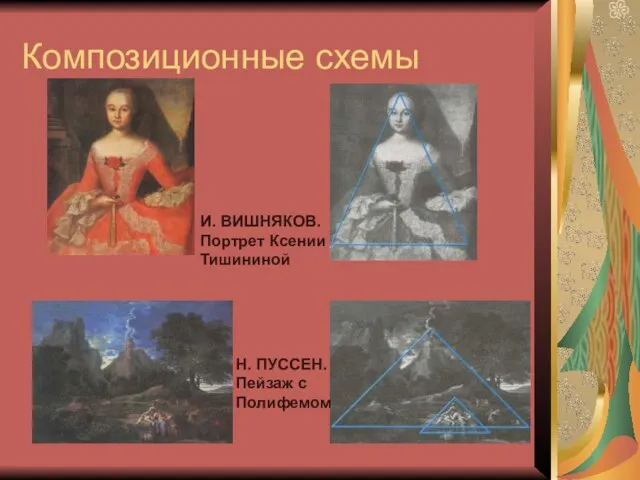 Композиционные схемы И. ВИШНЯКОВ. Портрет Ксении Тишининой Н. ПУССЕН. Пейзаж с Полифемом