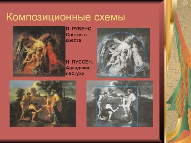 Композиционные схемы П. РУБЕНС. Снятие с креста Н. ПУССЕН. Аркадские пастухи