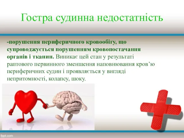 Гостра судинна недостатність -порушення периферичного кровообігу, що супроводжується порушенням кровопостачання органів