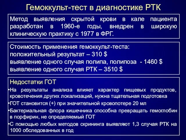 Гемоккульт-тест в диагностике РТК