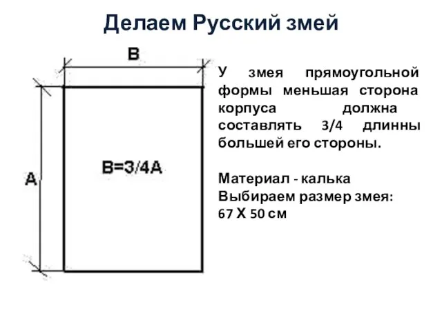 Делаем Русский змей У змея прямоугольной формы меньшая сторона корпуса должна