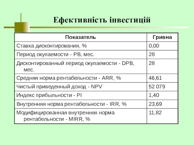 Ефективність інвестицій