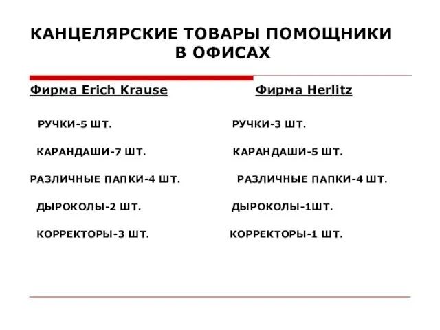 КАНЦЕЛЯРСКИЕ ТОВАРЫ ПОМОЩНИКИ В ОФИСАХ Фирма Erich Krause Фирма Herlitz РУЧКИ-5