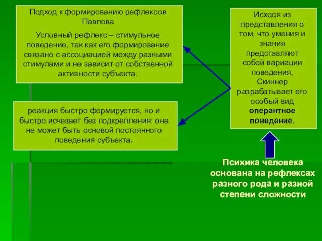 Психика человека основана на рефлексах разного рода и разной степени сложности