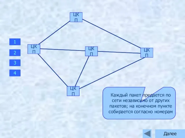 1 2 3 4 ЦКП ЦКП ЦКП ЦКП ЦКП Каждый пакет