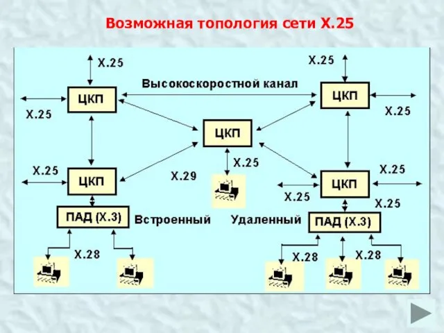 Возможная топология сети X.25