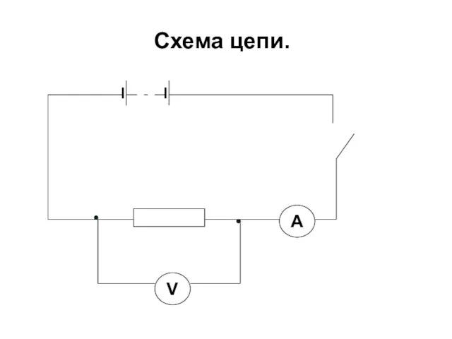 Схема цепи. V А