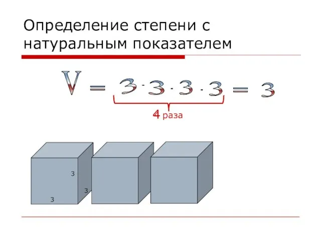 Определение степени с натуральным показателем 3 3 3 3 3 3