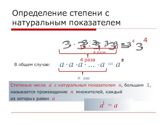 Определение степени с натуральным показателем 3 3 3 . . 3