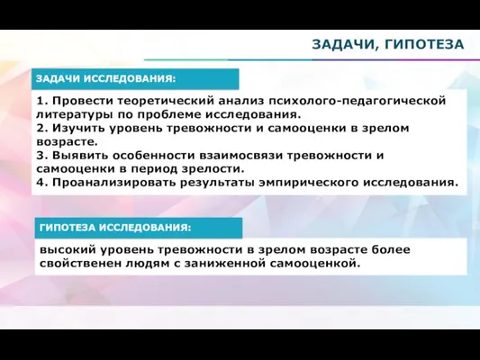 1. Провести теоретический анализ психолого-педагогической литературы по проблеме исследования. 2. Изучить