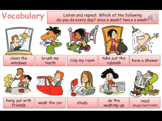 Vocabulary Listen and repeat. Which of the following do you do