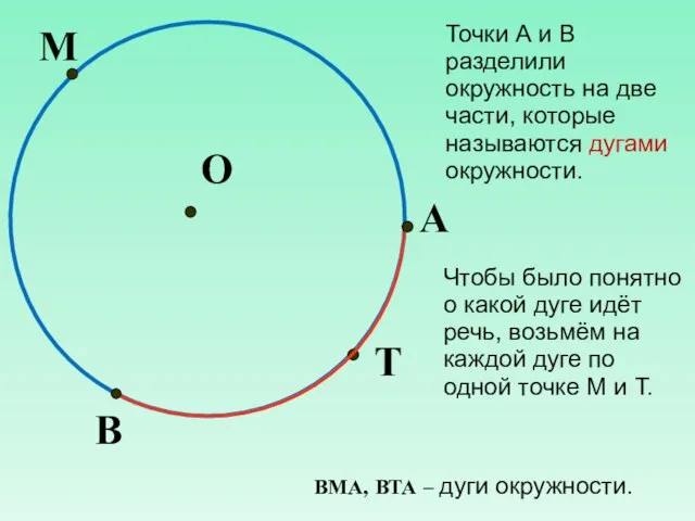 А В О Точки А и В разделили окружность на две