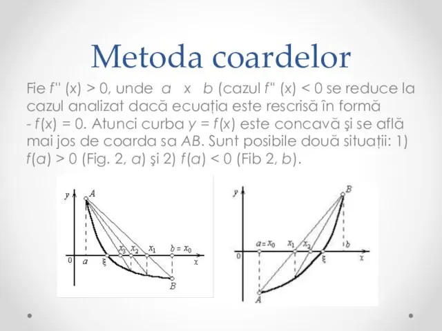 Metoda coardelor Fie f'' (x) > 0, unde a х b