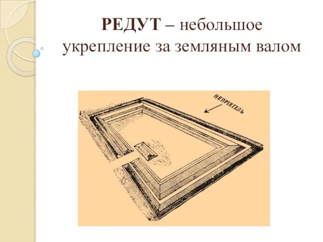 РЕДУТ – небольшое укрепление за земляным валом