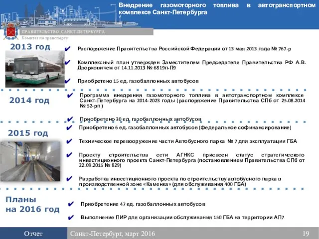 2013 год Отчет Санкт-Петербург, март 2016 19 Распоряжение Правительства Российской Федерации