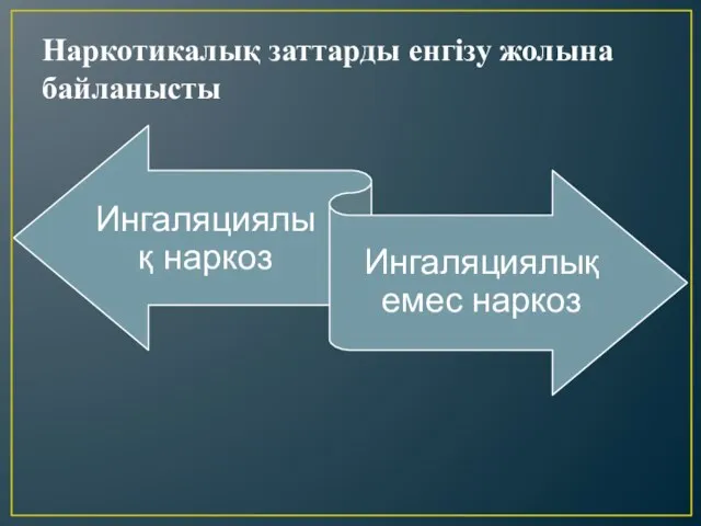 Наркотикалық заттарды енгізу жолына байланысты