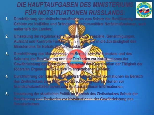 Durchführung von zivilschutzmaßnahmen zum Schutz der Bevölkerung und der Gebiete vor