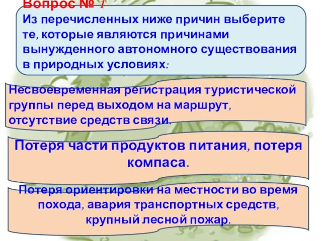 Вопрос № 1 Из перечисленных ниже причин выберите те, которые являются