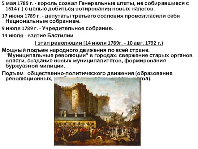 5 мая 1789 г. - король созвал Генеральные штаты, не собиравшиеся