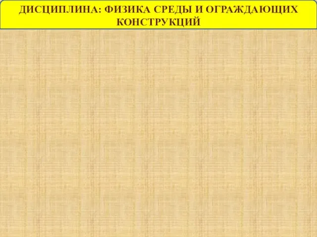 ДИСЦИПЛИНА: ФИЗИКА СРЕДЫ И ОГРАЖДАЮЩИХ КОНСТРУКЦИЙ