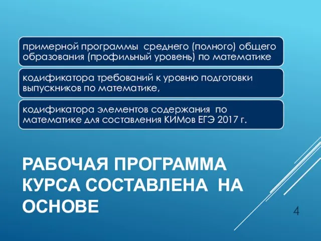 РАБОЧАЯ ПРОГРАММА КУРСА СОСТАВЛЕНА НА ОСНОВЕ