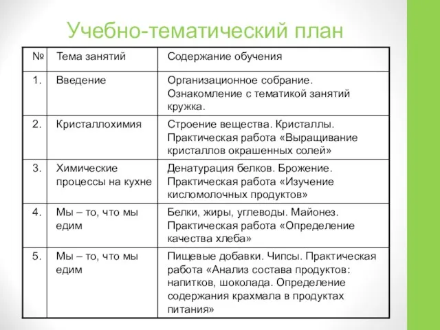 Учебно-тематический план