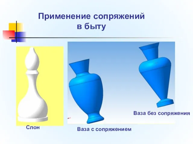Применение сопряжений в быту Слон Ваза с сопряжением Ваза без сопряжения