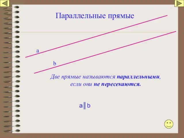 Параллельные прямые а b Две прямые называются параллельными, если они не пересекаются. а║b