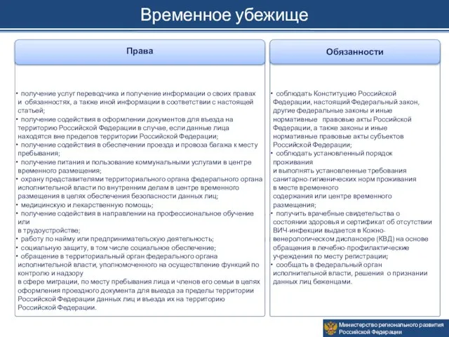 Временное убежище . получение услуг переводчика и получение информации о своих