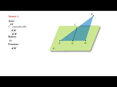 Задача 1. Дано: Найти: Решение: C – середина AB; A B C