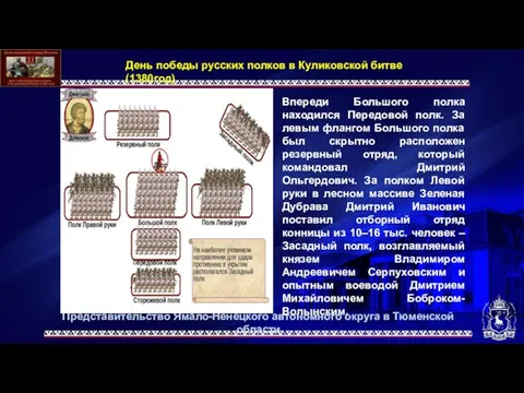 День победы русских полков в Куликовской битве (1380год) Впереди Большого полка