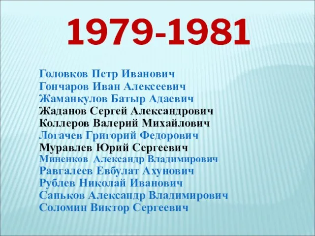 Головков Петр Иванович Гончаров Иван Алексеевич Жаманкулов Батыр Адаевич Жаданов Сергей