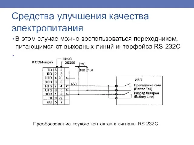 В этом случае можно воспользоваться переходником, питающимся от выходных линий интерфейса