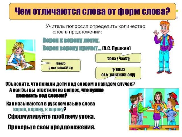 Учитель попросил определить количество слов в предложении: Объясните, что поняли дети