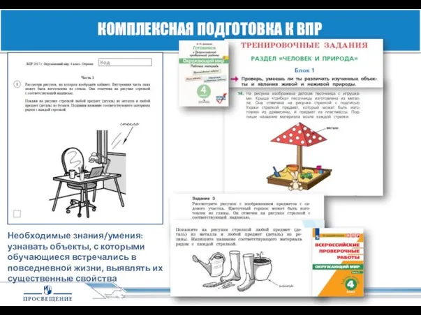 КОМПЛЕКСНАЯ ПОДГОТОВКА К ВПР Необходимые знания/умения: узнавать объекты, с которыми обучающиеся