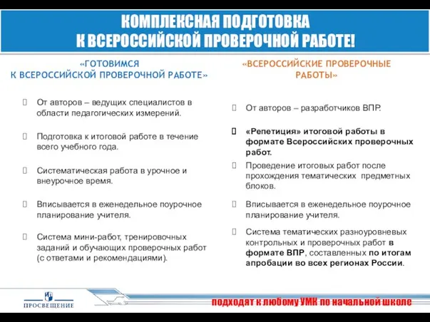 «ГОТОВИМСЯ К ВСЕРОССИЙСКОЙ ПРОВЕРОЧНОЙ РАБОТЕ» «ВСЕРОССИЙСКИЕ ПРОВЕРОЧНЫЕ РАБОТЫ» КОМПЛЕКСНАЯ ПОДГОТОВКА К