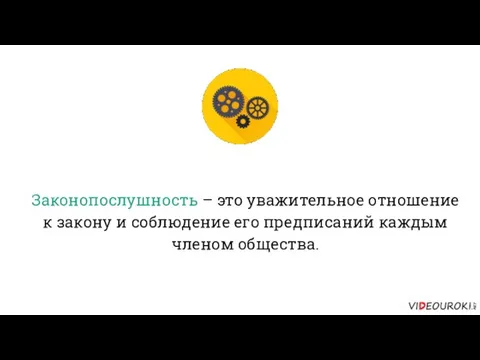 Законопослушность – это уважительное отношение к закону и соблюдение его предписаний каждым членом общества.