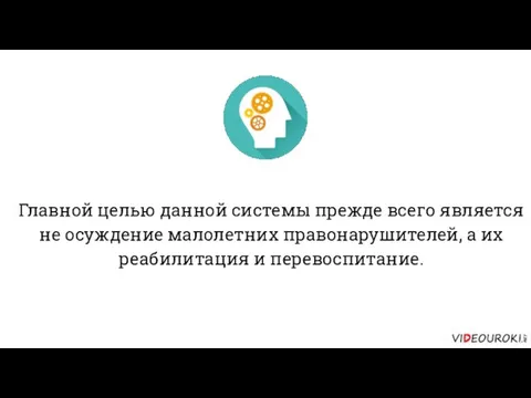 Главной целью данной системы прежде всего является не осуждение малолетних правонарушителей, а их реабилитация и перевоспитание.