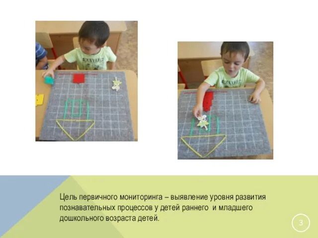 Цель первичного мониторинга – выявление уровня развития познавательных процессов у детей