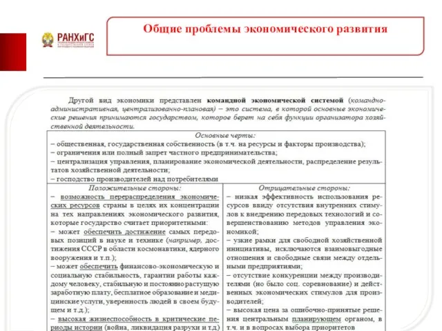 Общие проблемы экономического развития