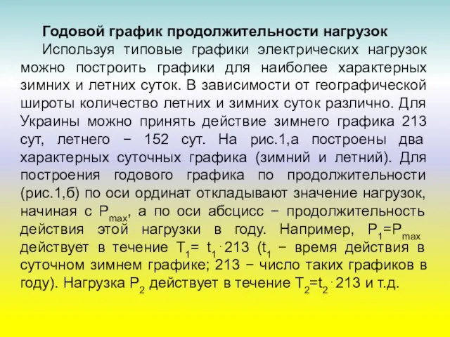 Годовой график продолжительности нагрузок Используя типовые графики электрических нагрузок можно построить