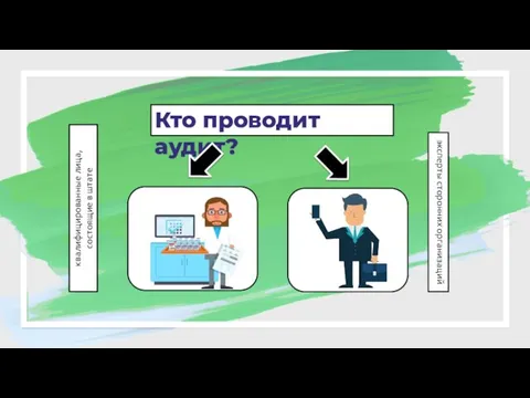 Кто проводит аудит? квалифицированные лица, состоящие в штате эксперты сторонних организаций