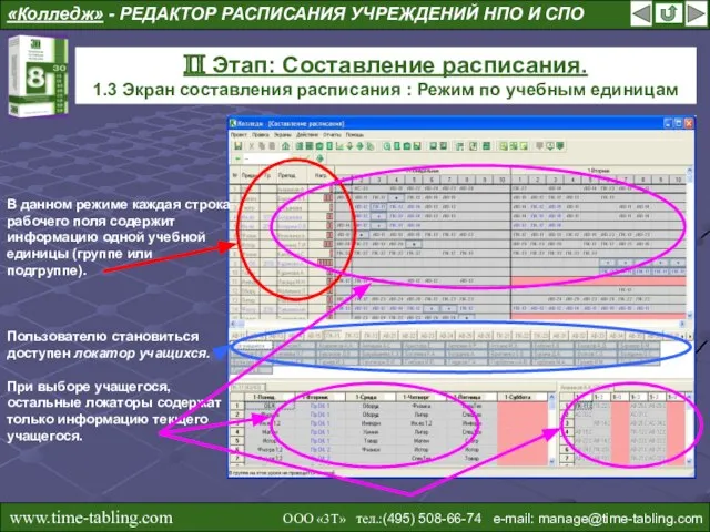 «Колледж» - РЕДАКТОР РАСПИСАНИЯ УЧРЕЖДЕНИЙ НПО И СПО II Этап: Составление