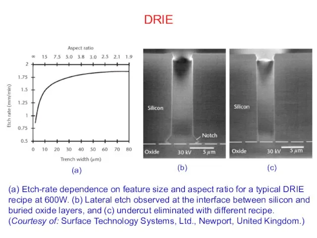 DRIE (a) Etch-rate dependence on feature size and aspect ratio for
