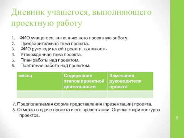 Дневник учащегося, выполняющего проектную работу ФИО учащегося, выполняющего проектную работу. Предварительная