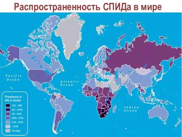 Распространенность СПИДа в мире