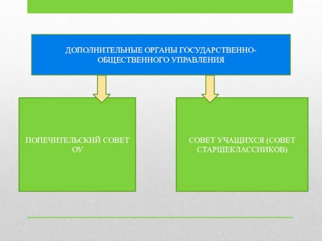 ДОПОЛНИТЕЛЬНЫЕ ОРГАНЫ ГОСУДАРСТВЕННО-ОБЩЕСТВЕННОГО УПРАВЛЕНИЯ ПОПЕЧИТЕЛЬСКИЙ СОВЕТ ОУ СОВЕТ УЧАЩИХСЯ (СОВЕТ СТАРШЕКЛАССНИКОВ)