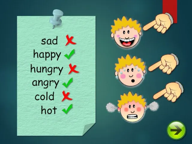 happy sad hot angry cold hungry