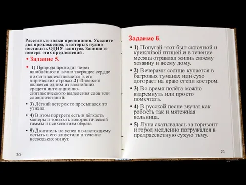 20 21 Расставьте знаки препинания. Укажите два предложения, в которых нужно